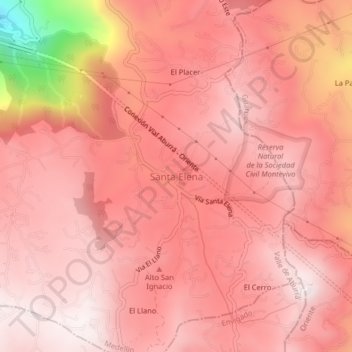 Mapa topográfico Santa Elena, altitude, relevo