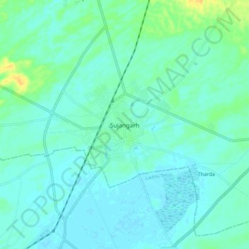 Mapa topográfico Sujangarh, altitude, relevo