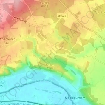 Mapa topográfico Collins End, altitude, relevo
