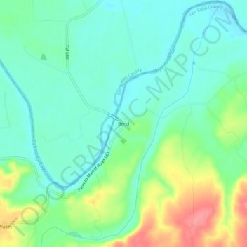 Mapa topográfico Bend, altitude, relevo