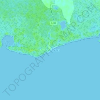 Mapa topográfico Punta de Cartas, altitude, relevo