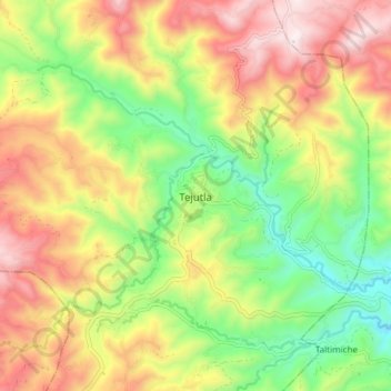 Mapa topográfico Tejutla, altitude, relevo