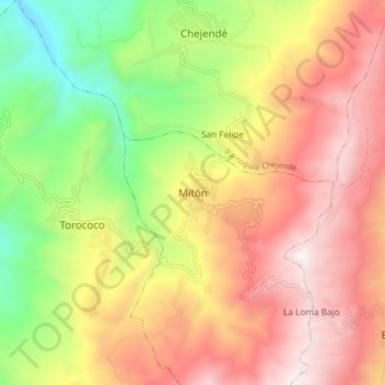 Mapa topográfico Mitón, altitude, relevo