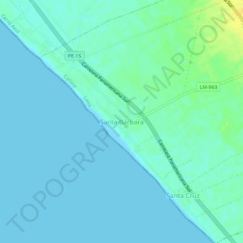 Mapa topográfico Santa Bárbara, altitude, relevo