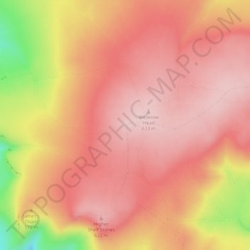 Mapa topográfico Wain Stones, altitude, relevo