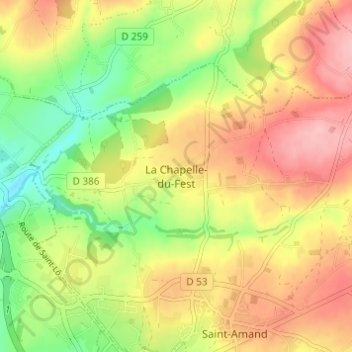 Mapa topográfico La Chapelle-du-Fest, altitude, relevo