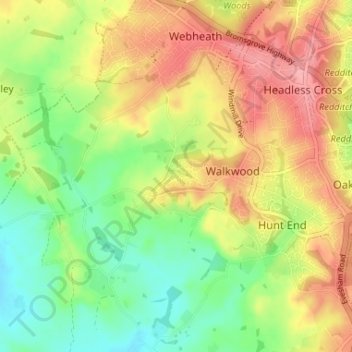 Mapa topográfico Callow Hill, altitude, relevo