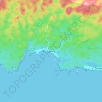Mapa topográfico Kandangmerak, altitude, relevo