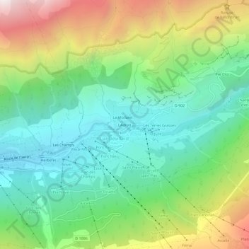 Mapa topográfico L'Adroit, altitude, relevo