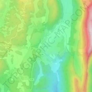 Mapa topográfico La Vacherie, altitude, relevo