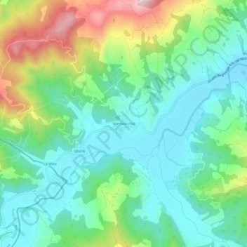 Mapa topográfico Spedalicchio, altitude, relevo