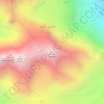 Mapa topográfico Mount Selwyn, altitude, relevo
