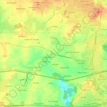 Mapa topográfico Béléan, altitude, relevo