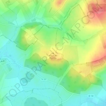 Mapa topográfico Haut de France, altitude, relevo