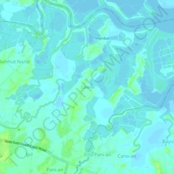 Mapa topográfico Lawis, altitude, relevo