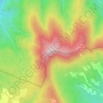 Mapa topográfico Mont Rachas, altitude, relevo