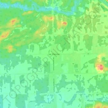 Mapa topográfico Val Thérèse, altitude, relevo
