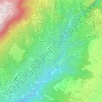 Mapa topográfico Brez, altitude, relevo