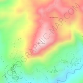 Mapa topográfico Buttu Seka, altitude, relevo