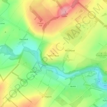 Mapa topográfico Wood Head, altitude, relevo