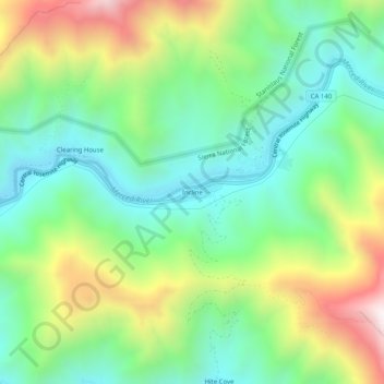 Mapa topográfico Incline, altitude, relevo