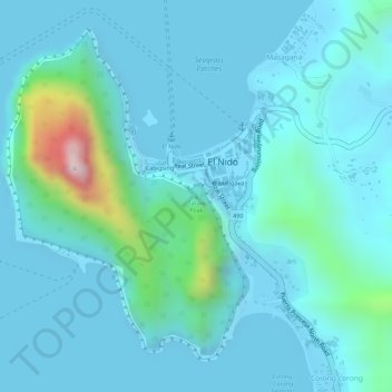 Mapa topográfico Taraw Peak, altitude, relevo