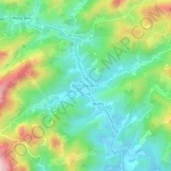 Mapa topográfico Bom Destino, altitude, relevo