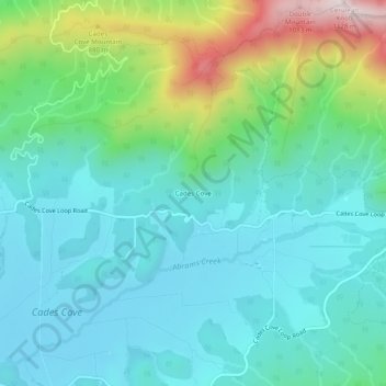 Mapa topográfico Cades Cove, altitude, relevo