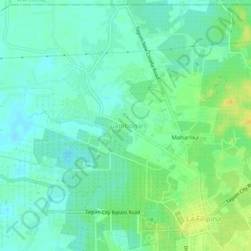 Mapa topográfico Cuambogan, altitude, relevo