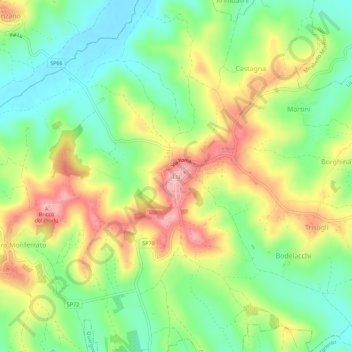 Mapa topográfico Lu, altitude, relevo