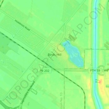 Mapa topográfico Birds Hill, altitude, relevo