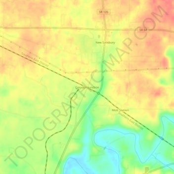 Mapa topográfico Corydon Junction, altitude, relevo