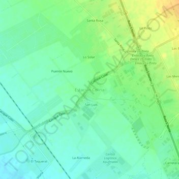 Mapa topográfico Estación Colina, altitude, relevo