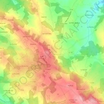 Mapa topográfico La Barrière, altitude, relevo