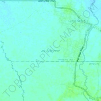 Mapa topográfico Lubuk Seberuk, altitude, relevo