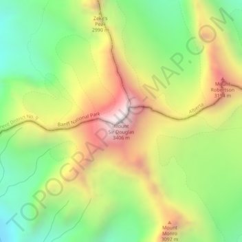 Mapa topográfico Mount Sir Douglas, altitude, relevo
