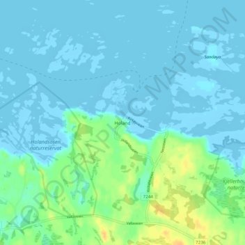 Mapa topográfico Holand, altitude, relevo