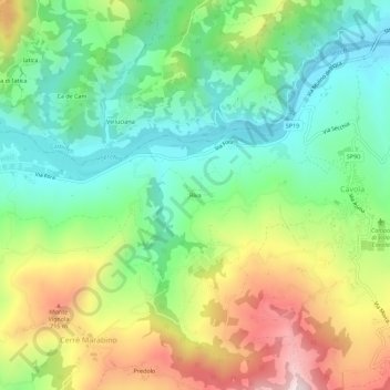 Mapa topográfico Riva, altitude, relevo
