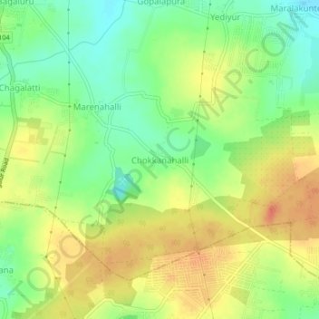 Mapa topográfico Chokkanahalli, altitude, relevo