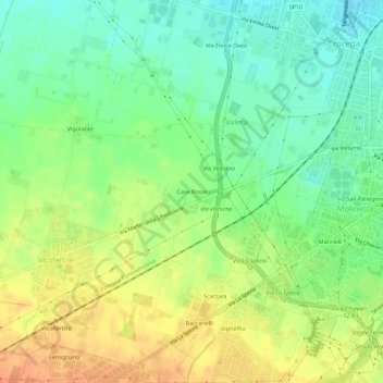 Mapa topográfico Case Rosse, altitude, relevo