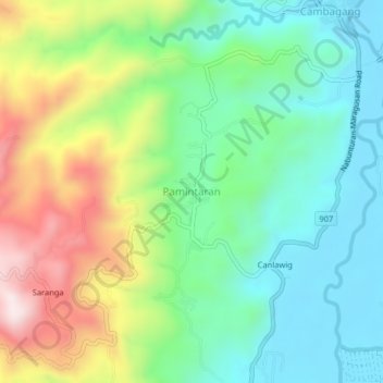 Mapa topográfico Pamintaran, altitude, relevo