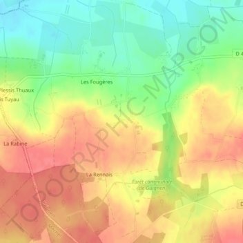 Mapa topográfico La Cofarie, altitude, relevo