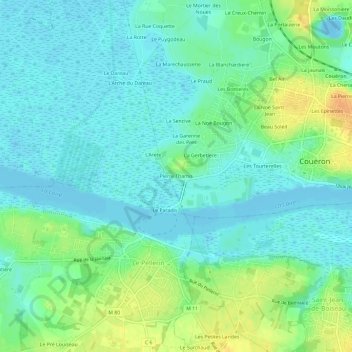 Mapa topográfico Pierre Thamis, altitude, relevo
