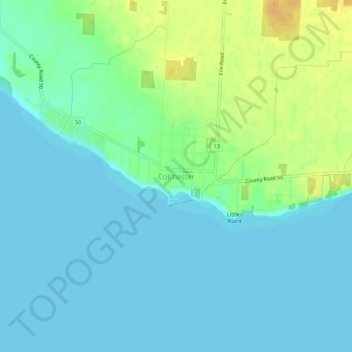 Mapa topográfico Colchester, altitude, relevo