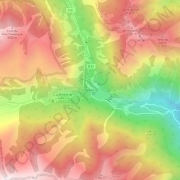 Mapa topográfico Mesches, altitude, relevo