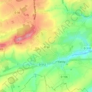 Mapa topográfico La Croix Verte, altitude, relevo