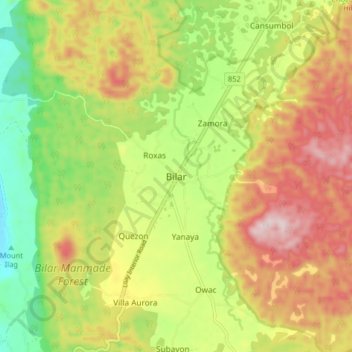 Mapa topográfico Bilar, altitude, relevo
