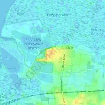 Mapa topográfico West Street, altitude, relevo