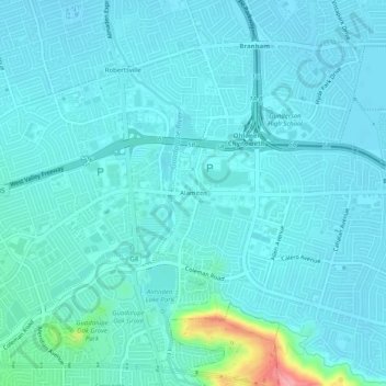 Mapa topográfico Alamitos, altitude, relevo