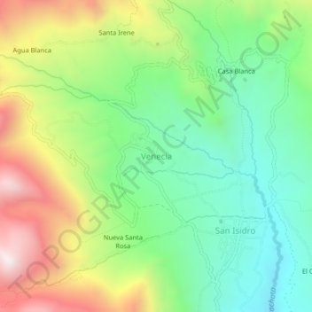 Mapa topográfico Venecia, altitude, relevo